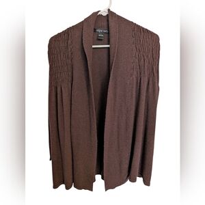 August Silk Brown Open Cardigan Sweater